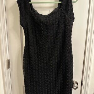 Connected Apparel Black Rose Pattern Mini Dress
